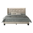 thumbnail image 3 of Home Design Evelyn King Upholstered Platform Bed Frame with Tufted Headboard and Wingback Design, Champagne, Easy Assembly, 3 of 5