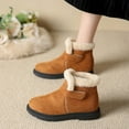 thumbnail image 3 of Winter Snow Boots for Women Casual Suede Hook and Loop High Top Furry Lined Lightweight Low Heel Round Toe Ankle Booties, 3 of 7
