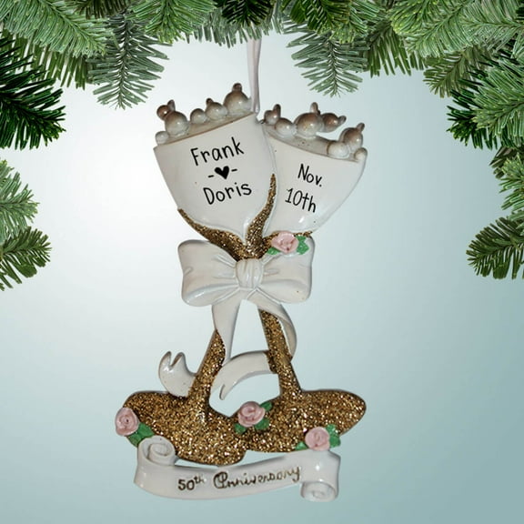50th Anniversary Bubbly - Personalized Ornament - Perfect Stocking Stuffer - Great Gift Ideas