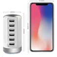 thumbnail image 4 of Universal USB Charger 6-Port Desktop USB Charging Station with Smart Identification Technology Compatible for All iPad iPhone 14 13 12 11 Pro Max Pixel Note Galaxy White, 4 of 7