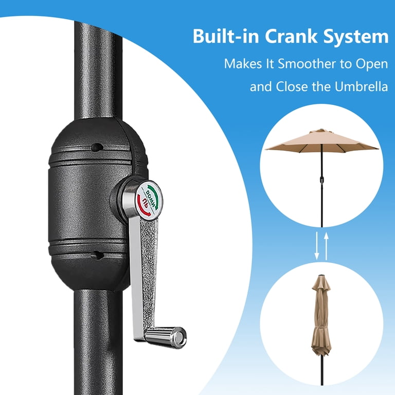 Abble 7.5ft Patio Umbrella with Crank Handle, Tan photo 5