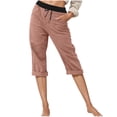 thumbnail image 2 of Cotton Linen Capri Pants for Women Spring Summer Elastic Waist Relaxed Fit Straight Leg Capris with Pockets, 2 of 6
