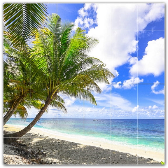 Picture-Tiles.com: Beach Ceramic Tile Wall Mural WAL500083-66S. 25.5"W x 25.5"H using (36) 4.25" x 4.25" Ceramic Tiles-Satin Finish