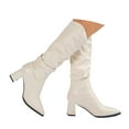 thumbnail image 3 of Women's Mid Calf Boots Pointed Toe On Ankle Booties With Stacked Heel For Everyday Casual Wear Comfortable Fold Leather Design, 3 of 7