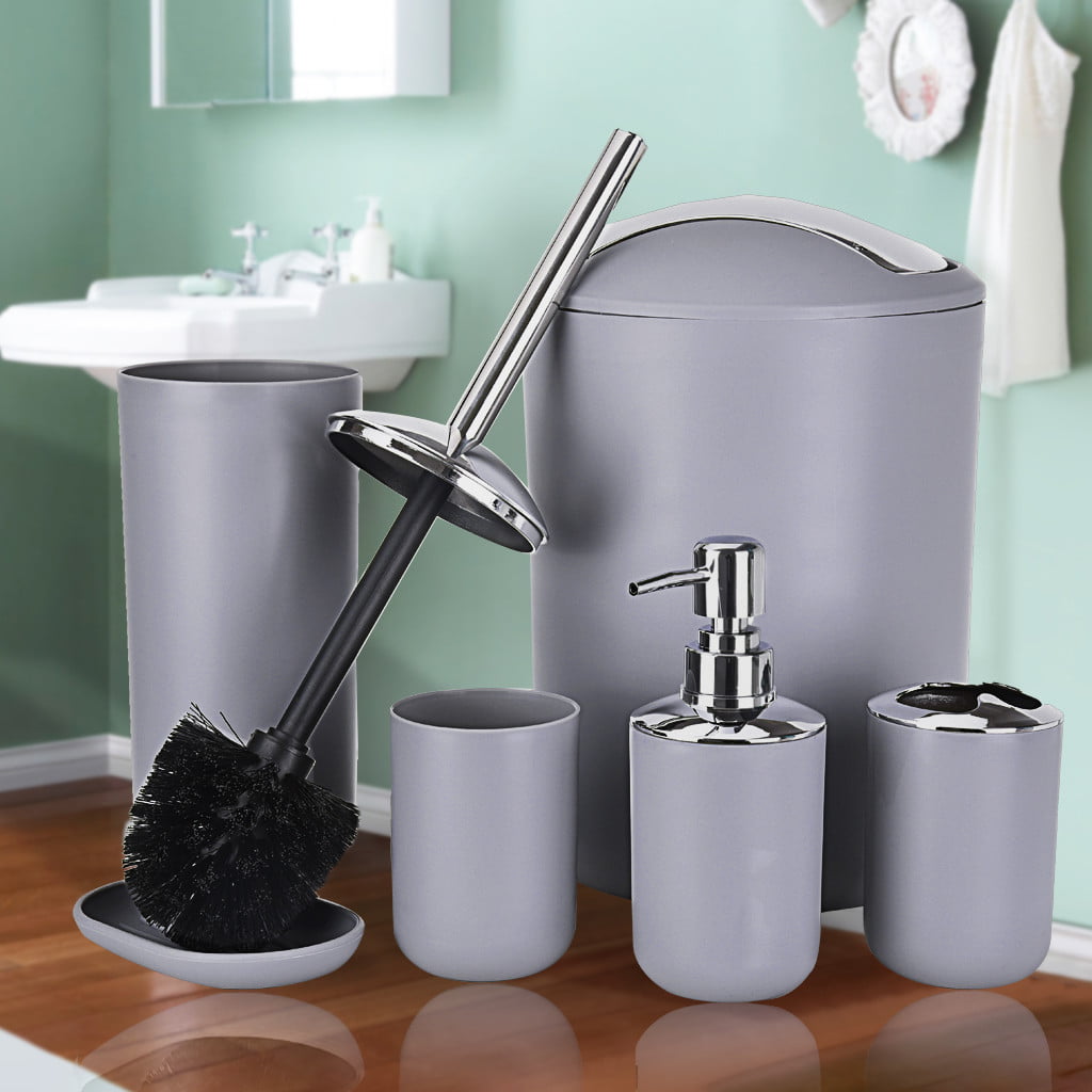 6pcs/Set Complete Bathroom Supplies Accessories Cup Tumbler Toothbrush Holder 
