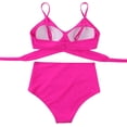 thumbnail image 4 of Conjunto de bikini cruzado para mujer Trajes de baño de 2 piezas de talle alto push up, 4 of 7