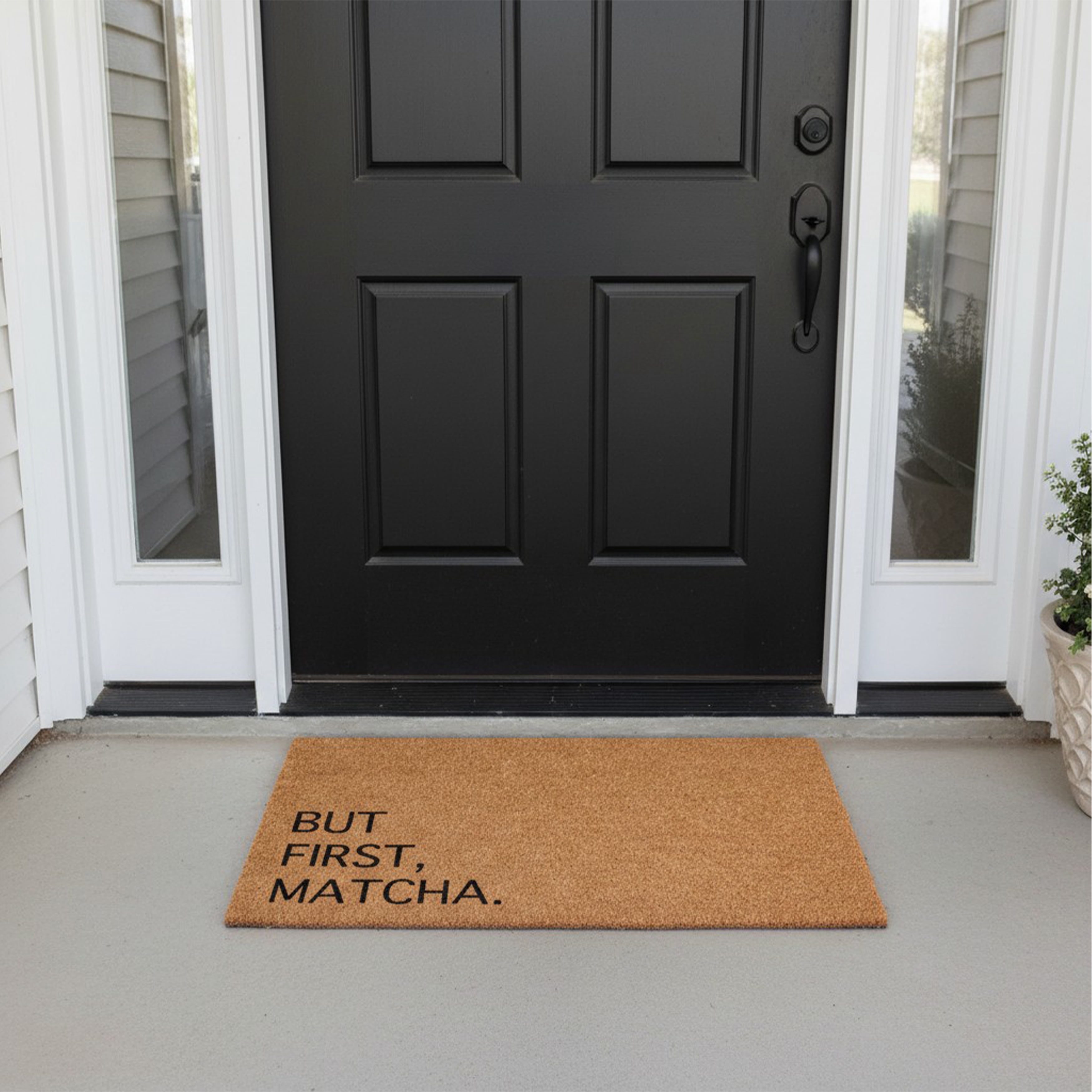 But First Matcha Non Slip Vinyl Backing, Front Door Mat, Entryway Door Mat, 17"x29"