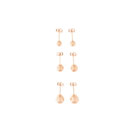 14k Yellow White Or Rose Gold Ball Stud Earrings Set