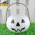 thumbnail image 5 of PEIBang Halloween Pumpkin Bucket for 1Pc Small Plastic Candy Pail 7.87x4.72x6.89in White Halloween Basket Trick or Treat Container Party Decor, 5 of 6