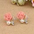 thumbnail image 4 of Youkk Women Flower Shape Rhinestones Pearl Earring Girls Ear Clip Pin Alloy Stud Jewelry Birthday Gift, 4 of 6