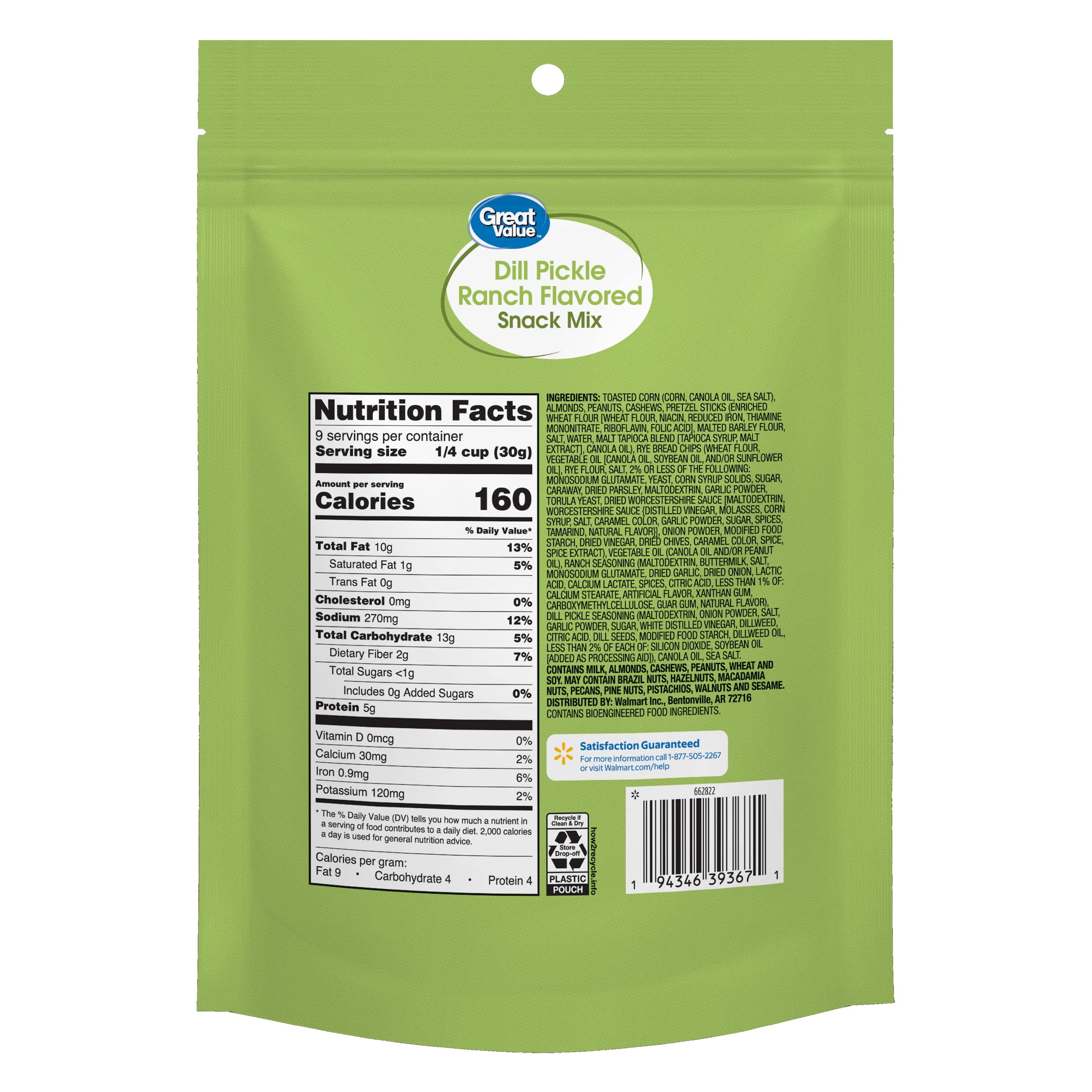 Great Value Dill Pickle Ranch Snack Mix, 10 oz