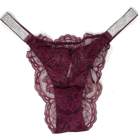 Victoria's Secret Very Sexy Bombshell Shine Brazilian Panty Bling Currant Ruby Lace Panty Size Large NWT