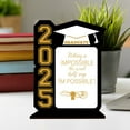 thumbnail image 6 of Class of 2025 Graduation Centerpiece - Rustic Wooden Table Decor for Graduation Parties - Black & Gold Congrats Grad Table Topper for High School & College, 6 of 8