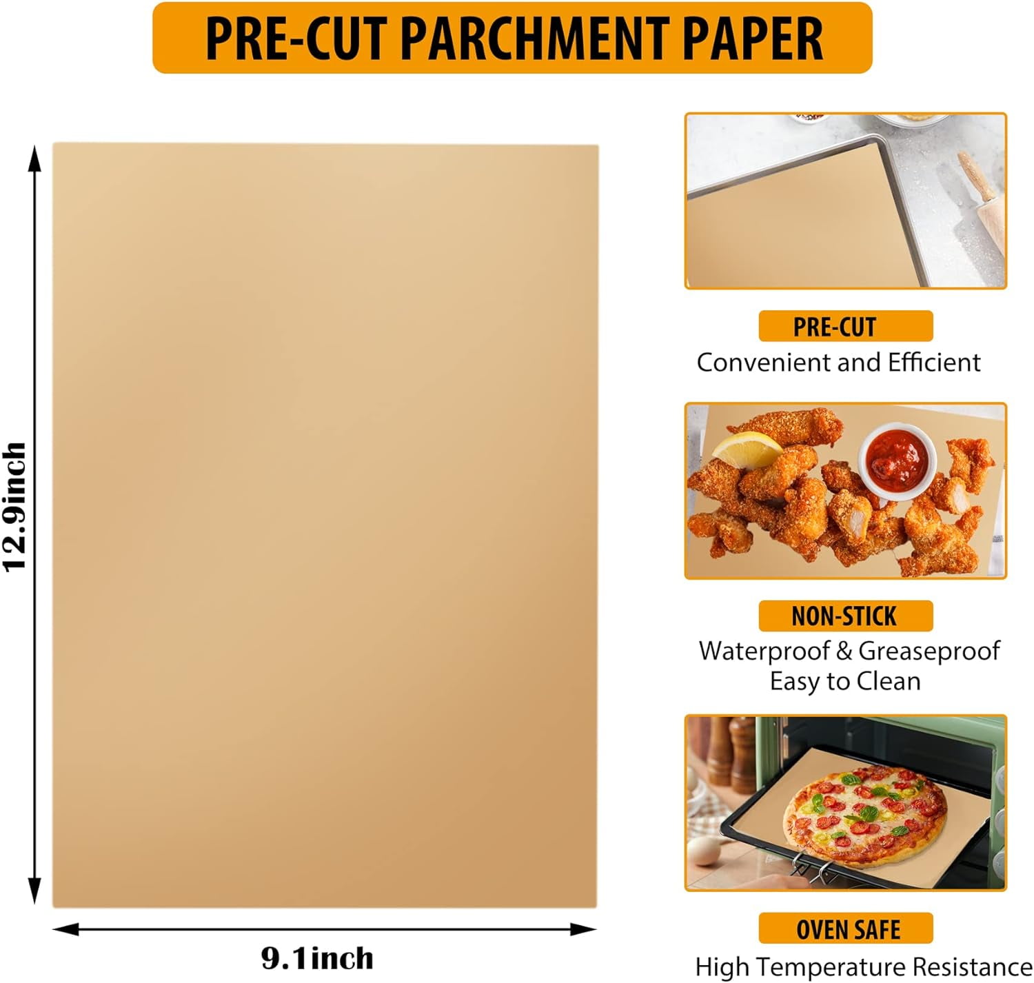 200 Pcs Parchment Paper Sheets 9 x 13 Inches, Precut Parchment Paper for Baking, Air Fryer Disposable Paper Liner, Non-Stick Cooking Papers for Grilling, Frying, Steaming