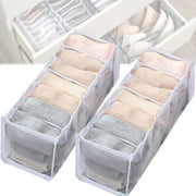 Pants Organizer for Drawer, Visible Grid Wardrobe Clothes Organizer, Washable Drawer Jeans Organizer with Multiple Layers (Gray,3pcs for Bra Underpants Socks(6/7/11grids))