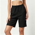 thumbnail image 7 of Summer Athletic Shorts for Women Drawstring Elastic Waist Casual Shorts Soft Cotton Knee Length Shorts with Pocket Summer Outdoor Short Pants Loose Comfort Short Bottoms, 7 of 7