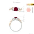thumbnail image 5 of ANGARA Natural Cushion Ruby and Half Moon Diamond Leaf Ring in 14K White & Rose Gold for Women (Size-6mm) | July Birthstone Jewelry for Her | Natural Ruby Rings, 5 of 10
