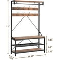 thumbnail image 2 of Large Coat Rack Shoe Bench, 4-in-1 Hall Tree Shoe Rack for Entryway, 3-Tier Storage Shelf and Hooks Removable, Industrial Accent Furniture with Heavy Duty Steel Frame, 2 of 9