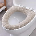 thumbnail image 3 of Sonceds Bathroom Soft Thicker Warmer Stretchable Washable Cloth Toilet Seat Cover Closestool Pads, 3 of 4