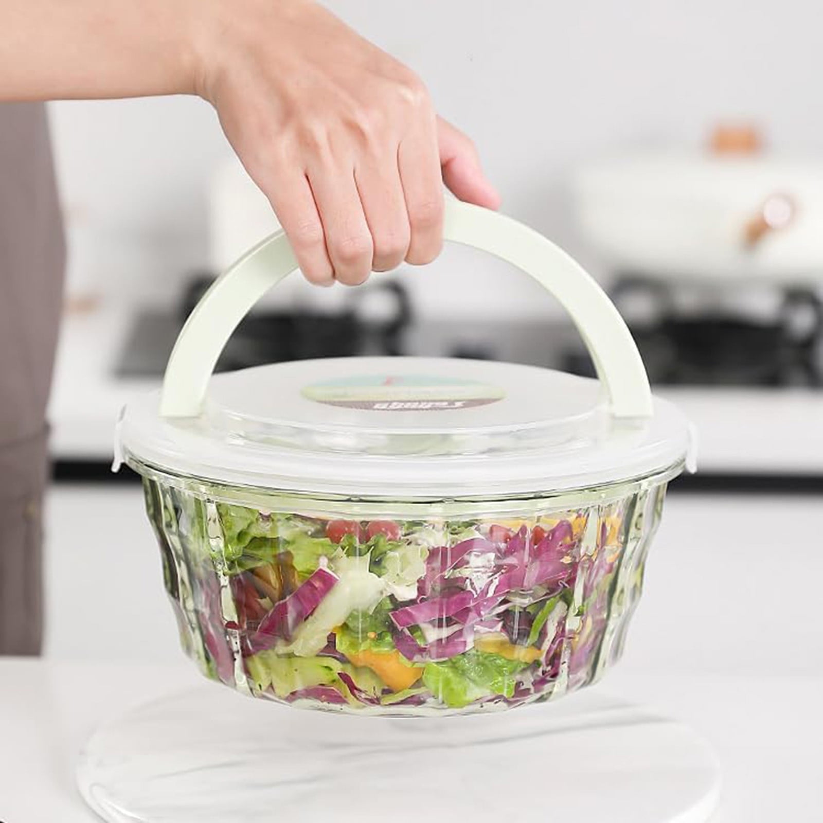 Food Storage 3 Fruit Containers with Tureen Bowl Clear Sealed Cereal Oatmeal Storage Solution for Fresh Produce