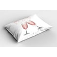 thumbnail image 2 of Ambesonne Champagne Pillow Sham 2 Pack, Glasses with Blush Drink, 36"x20", Blush and Pale Grey, 2 of 3
