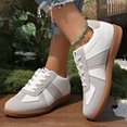 thumbnail image 2 of Rokment Running Shoes Fashion Sneakers for Women 2026 Trendy Casual Suede Leather Patchwork Letter Graphic Walking Tennis Flat B Size 8.5, 2 of 7