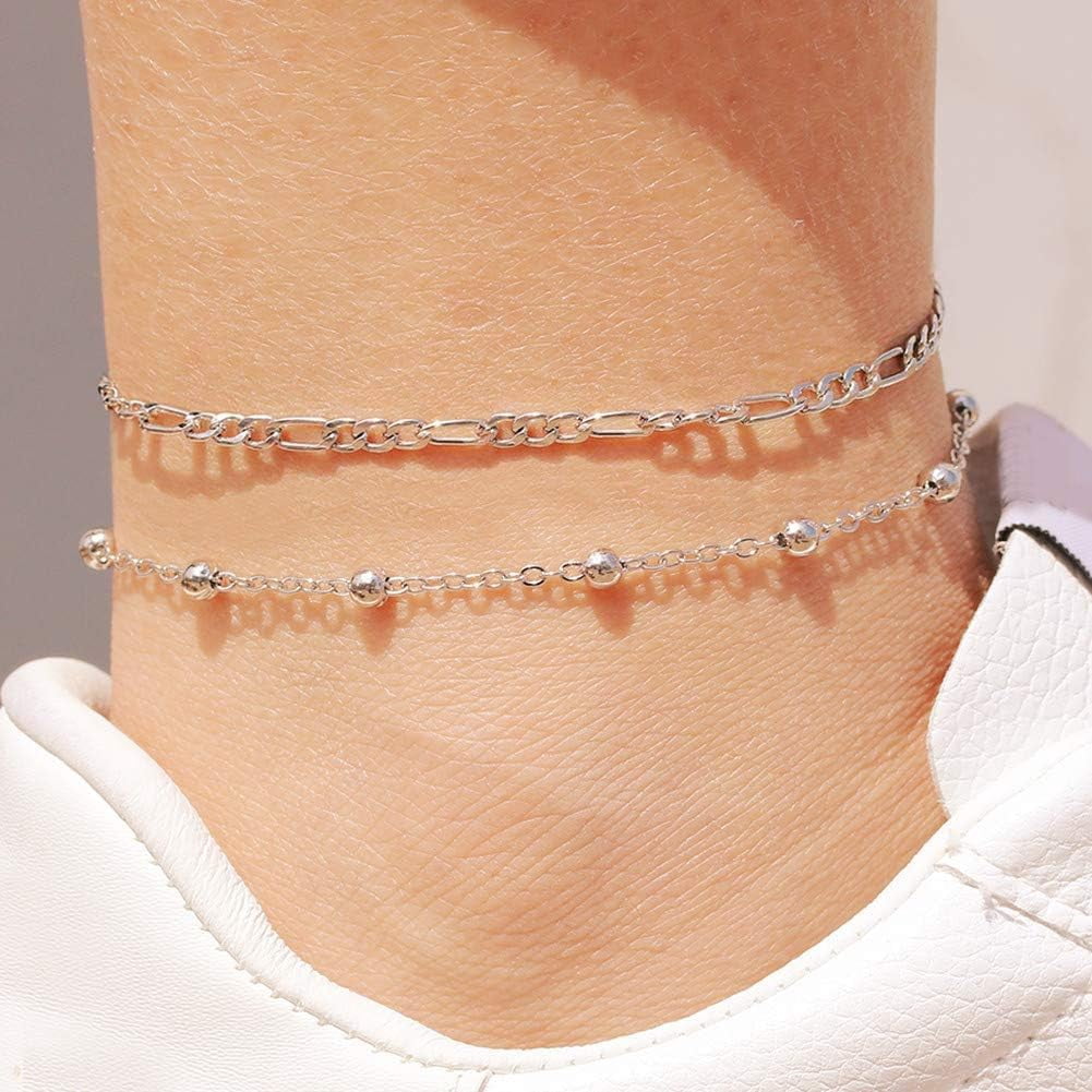 ChicSilver 925 Sterling Silver Unisex Figaro Anklet Gift For Both Men Women Bracelet Anklet Dual-use Neutral Style