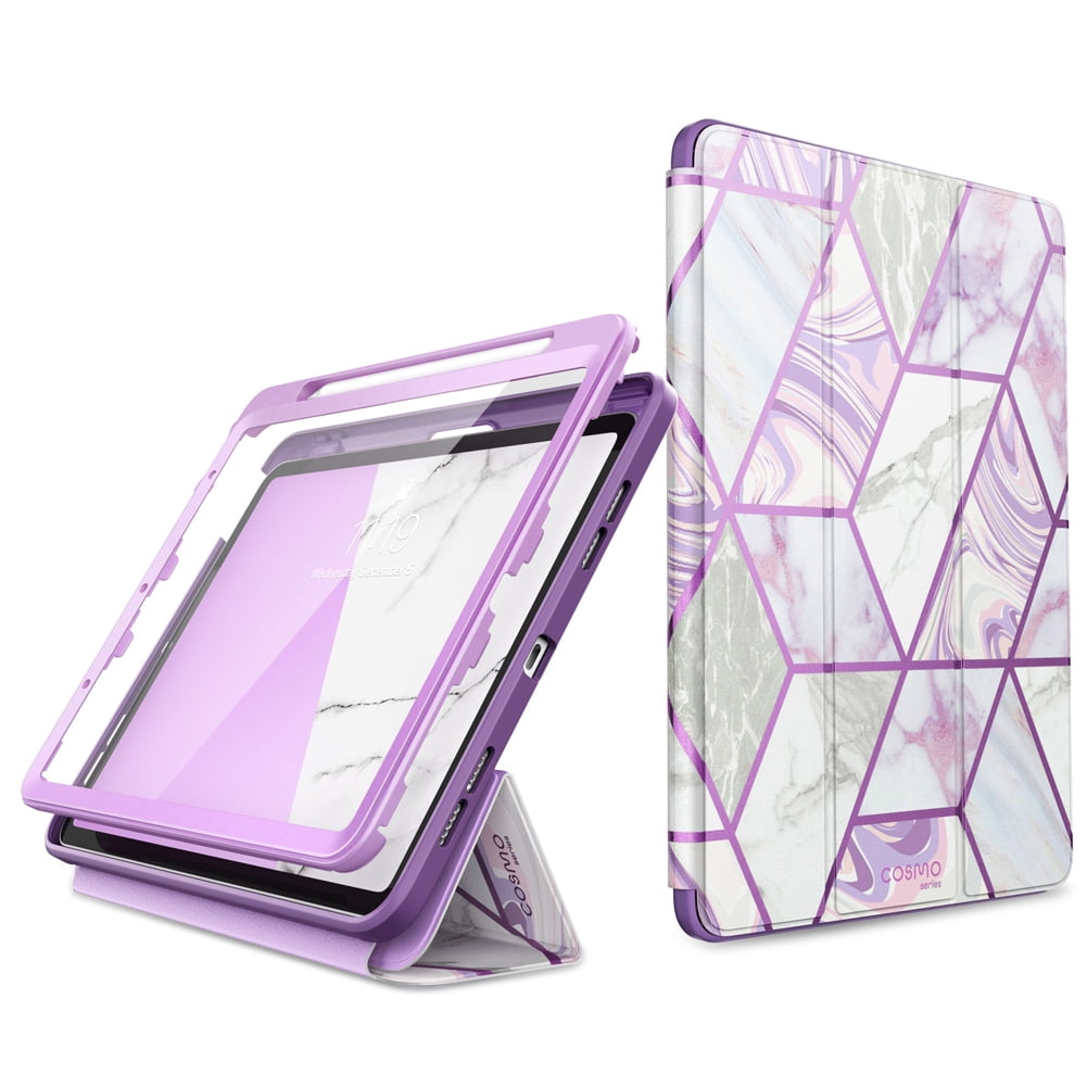 I-Blason Cosmo Custodia Per Ipad Air 4 10.9 (2020), A Corpo Intero Trifold Con Pellicola Protettiva Integrata Per Lo Schermo, Con Funzione Di Spegnimento Automatico E Supporto Per Matita (Marmo