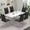 White Table and Black Chairs with Silver Leg, variant on Modern Dining Room Set,71" White Dining Table Sets For 6,1 Table and 6 Chairs
