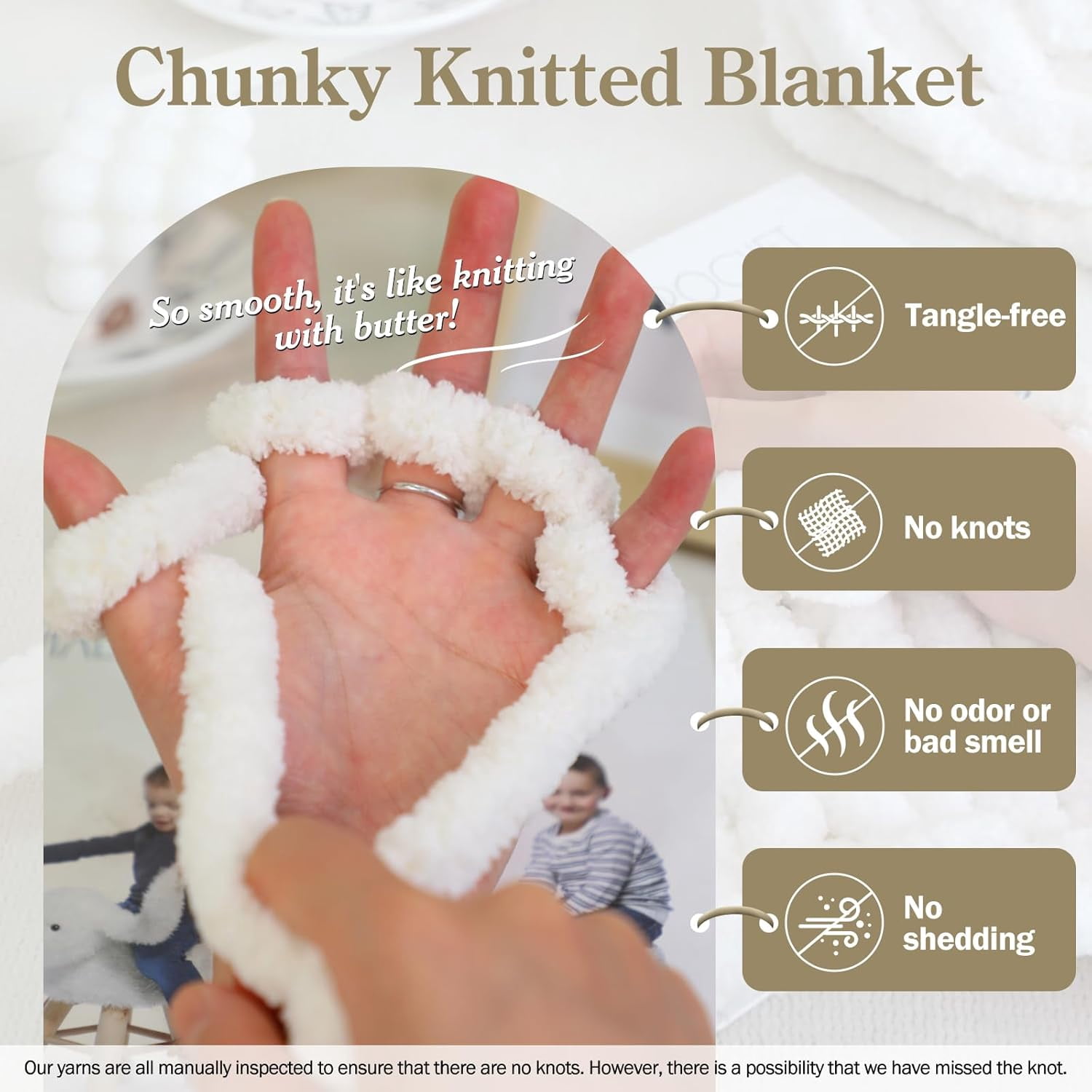 Chunky Chenille Yarn for Crocheting, Chunky Yarn for Hand Knitting Blanket, Bulky Chunky Fluffy Yarn for Crocheting, Jumbo Yarn, Thick Yarn, Pack of 4 (4 Skeins, Each Skein 28 yds, 8oz)