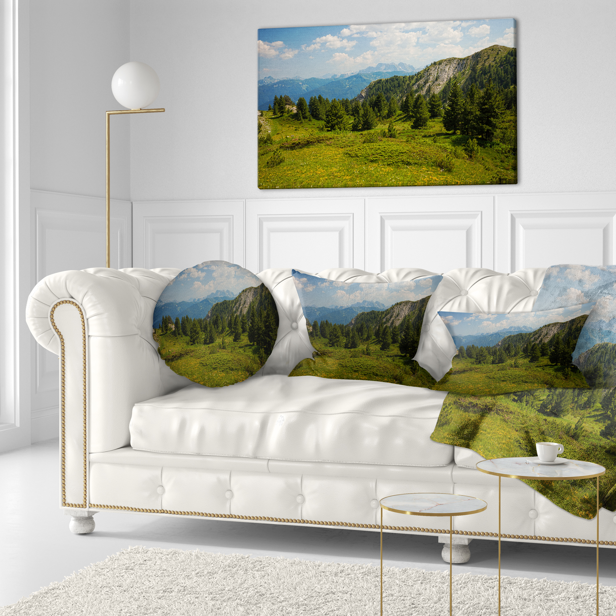 Designart Amazing Visitor Mountains - Landscape Photo Throw Pillow - 12x20