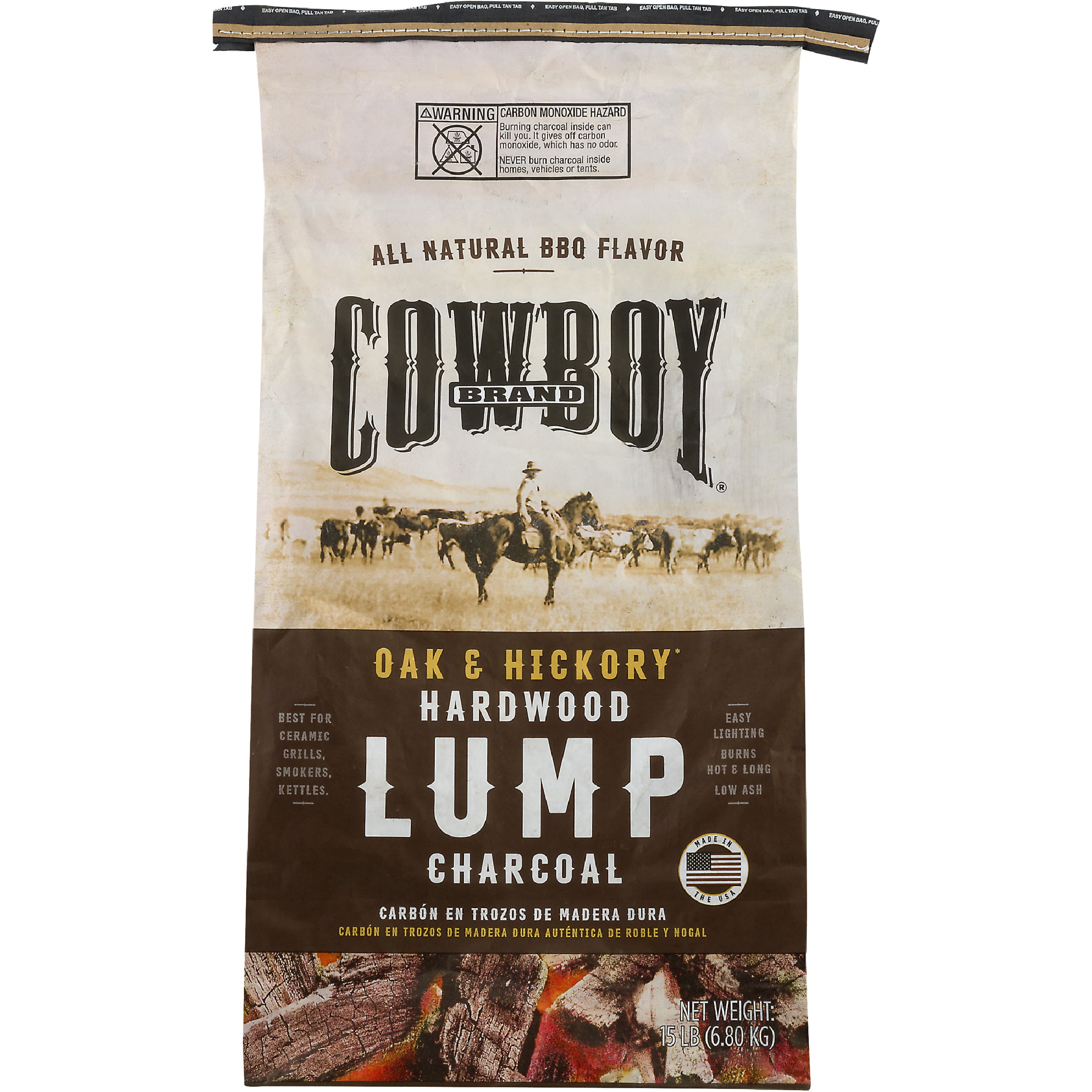 Cowboy 15lb Oak & Hickory Lump Charcoal