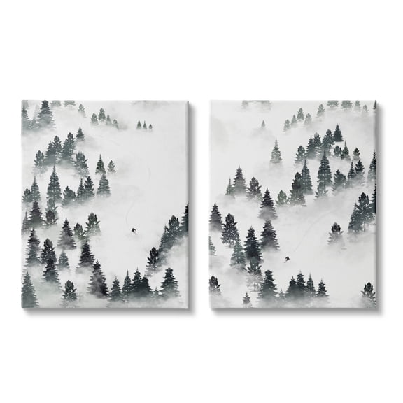 Stupell Industries Winter Ski Slopes Mountain Graphic Art Gallery Wrapped Canvas Print Wall Art, Set of 2, Design by Ziwei Li