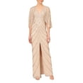 thumbnail image 2 of Aidan Mattox V-Neck Cape Sleeve Bodycon Zipper Back Slit Front Embellished Mesh Dress-BLUSH / 10, 2 of 2
