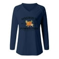 thumbnail image 4 of Womens Shirts Blouses Pumpkin And Letter V Neck Print Long Sleeve Ladies Clothing,Blue,M, 4 of 4
