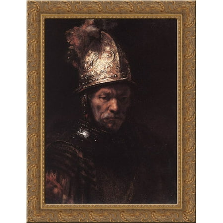Many Canvas Colors - Man in a Golden Helmet 20x24 Gold Ornate Wood Framed Canvas Art by Rembrandt