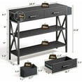 thumbnail image 2 of AEGFKD 39" Console Table with 2 Drawers, Industrial Entryway Table with 3 Tier Storage Shelves, Narrow Sofa Table for Entry Way, Hallway, Couch, Living Room, Kitchen, Black, 2 of 18