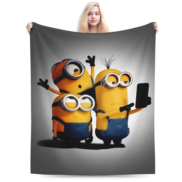 Manta de Minions, manta de felpa grande súper suave y esponjosa para niños, niñas y adultos jóvenes, manta de franela cálida y acogedora para sala de estar, sofá cama para todas las estaciones, 80 x