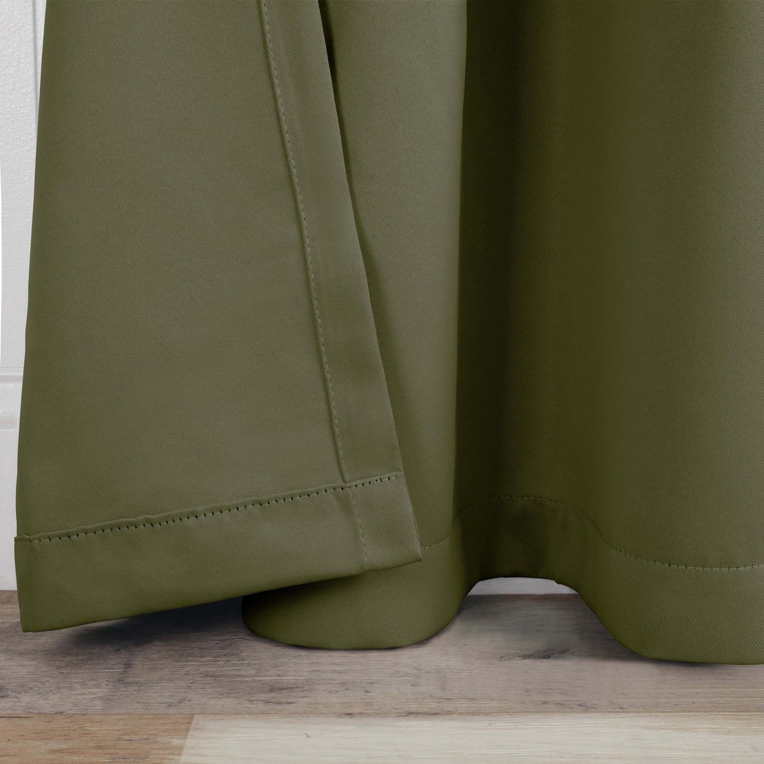 Superior Solid Blackout Curtain Set of 8, 52" x 63", Olive Green