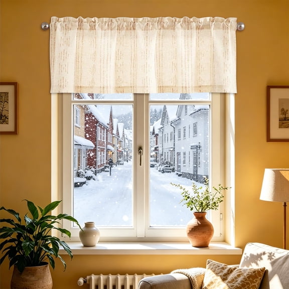 Farmhouse Country Rod Pocket Valance Curtains,Light Filtering Short Window Valance for Kitchen,Bathroom,Bedroom,Living Room and Cafe