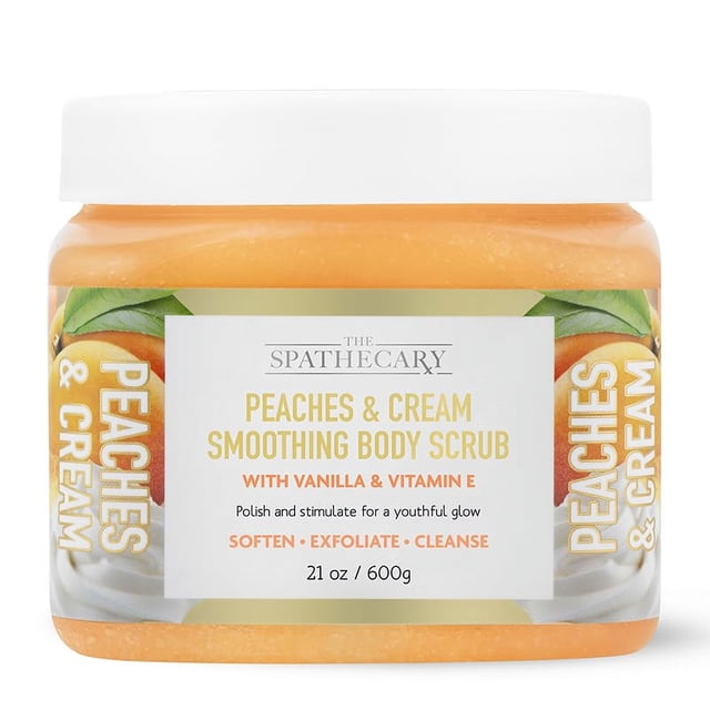 The Spathecary Body Scrub Cuidado corporal exfoliante, nutritivo, refrescante y suavizante 21 oz. (21 oz de duraznos y crema)