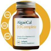 ALGAECAL 4-in-1 Vitamin D3 Complete - ADK Vitamin Supplement, Enhanced Immune Support & Bone Health with D3 K2, A, & E - Whole Body Wellness & Bone Strength, 60 Easy-Swallow Softgels