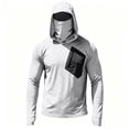 thumbnail image 4 of Nestiefly Fishing Shirts For Men Long Sleeve Sun Hoodies With Face Mask Uv Protection Cooling Hooded Rash Guard Shirt Light Gray 2XL, 4 of 5