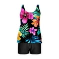 thumbnail image 4 of Brnmxoke Women's Tankini Swimsuits Plus Size - Two Piece Bathing Suits Bikini Swim Tank Top with Graphic Boyshorts Swimwear Set Multicolor,M, 4 of 6