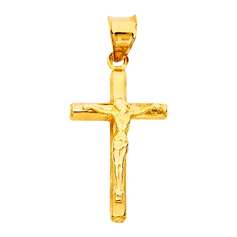 14K Yellow Gold Cross Religious Pendants / Charms for Men and Women