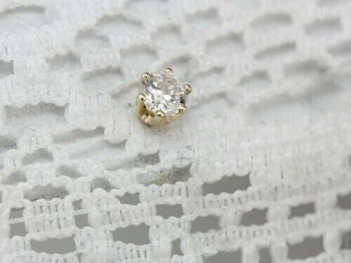0.50 CT Round Cut Cubic Zirconia 6-Prong Screw Back Women's Single Stud Earrings 14K Yellow Gold Plated 925 Sterling Silver