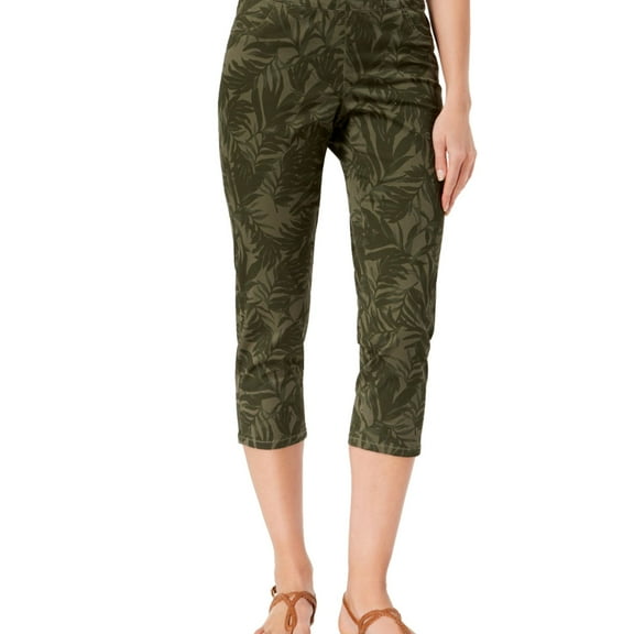 Style & Co. Womens Tropic Travels Casual Cropped Pants, Green, 4