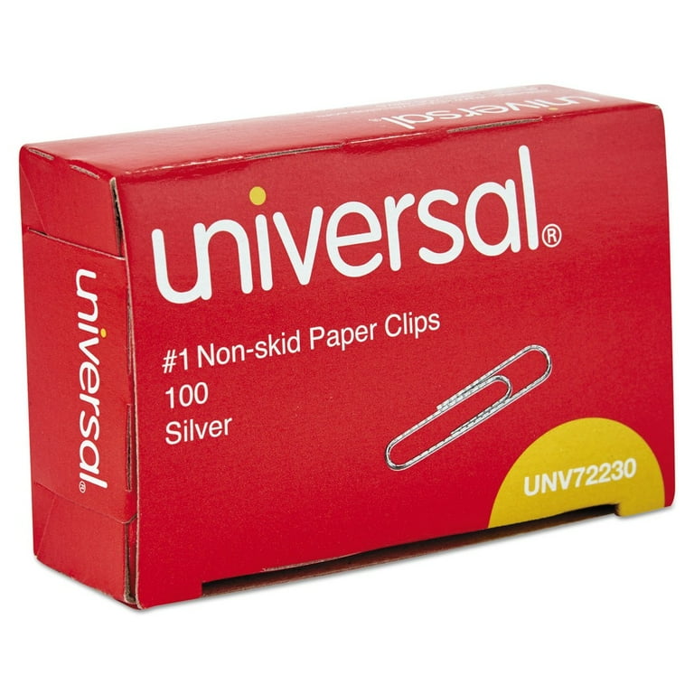 Universal Nonskid Paper Clips, Steel Wire, Silver, #1 Size, 100