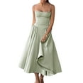 thumbnail image 1 of ZAXARRA Robe d'Été Décontractée pour Femmes, Ligne A, Couleur Unie, Sans Manches, Dos Nu, Robe Midi, Mode, Poches Latérales, Coupe Basse, 1 of 9