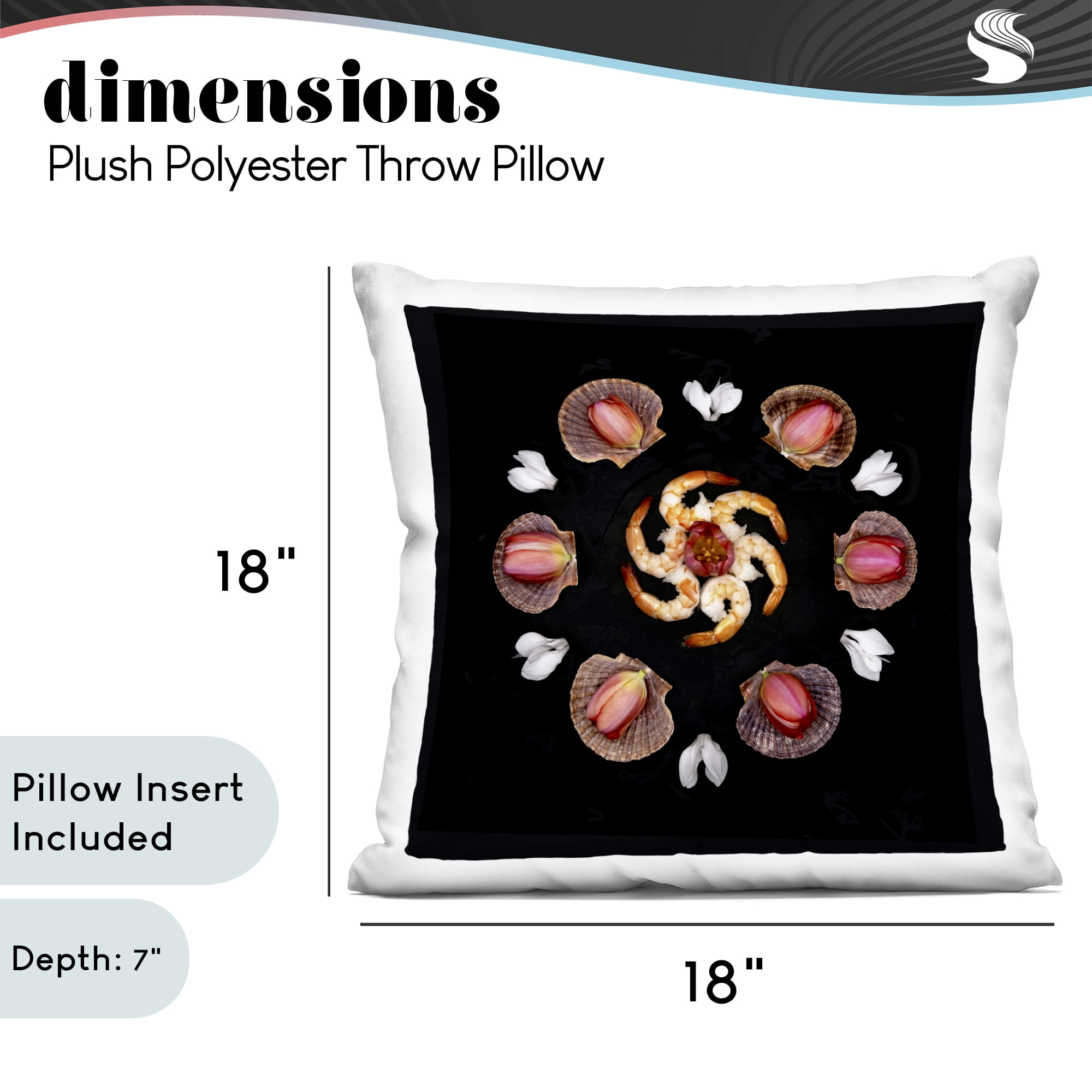Stupell Industries Seashells & Tulips Symmetry Decorative Printed Throw Pillow, design by Beth Adoette, 18 x 7 x 18